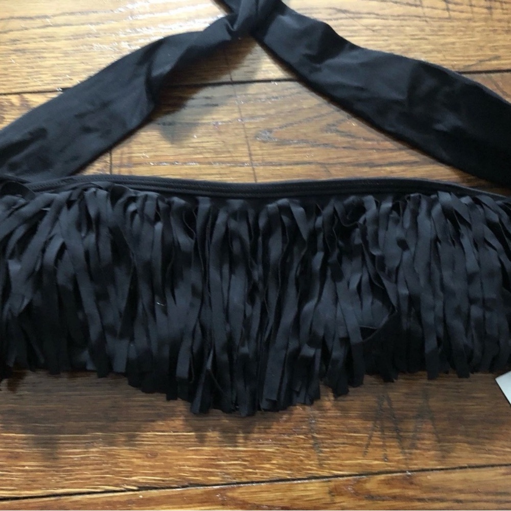 NWT Express Black Fringed Bandeau Swim Top only - Small